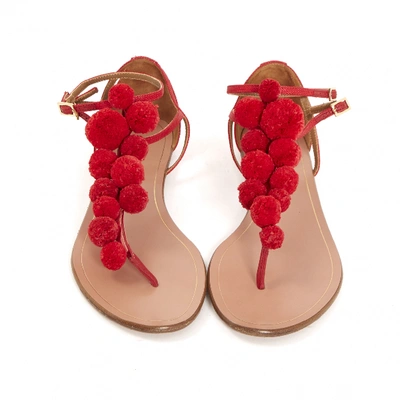 Pre-owned Aquazzura Red Cloth Sandals