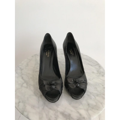 Pre-owned Gucci Leather Heels In Black