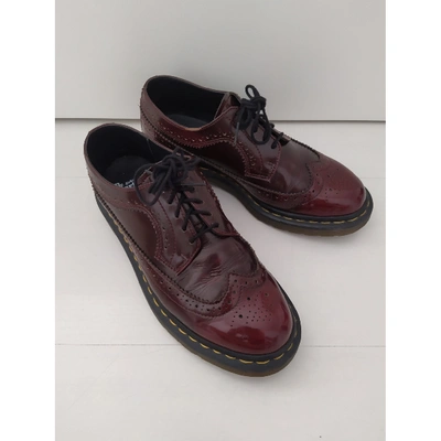 Pre-owned Dr. Martens' 3989 (brogue) Faux Fur Lace Ups In Burgundy