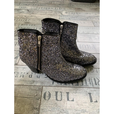 Pre-owned Topshop Tophop  Silver Glitter Ankle Boots