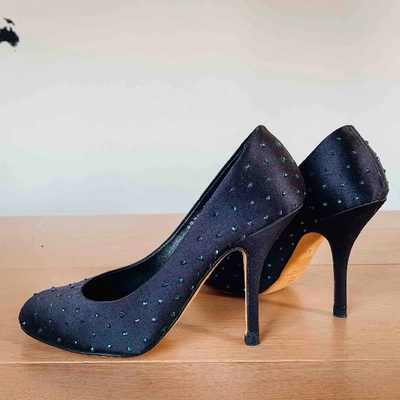 Pre-owned Gina Cloth Heels In Blue