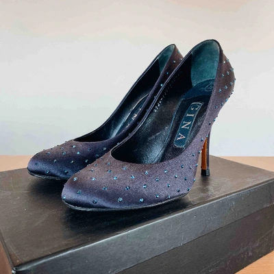 Pre-owned Gina Cloth Heels In Blue