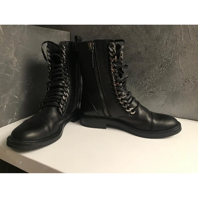 Pre-owned Casadei Leather Lace Up Boots In Black