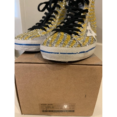 Pre-owned Golden Goose Francy Glitter Trainers In Gold