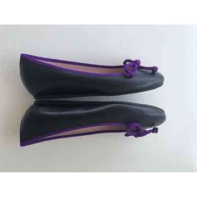 Pre-owned Pretty Ballerinas Black Leather Ballet Flats