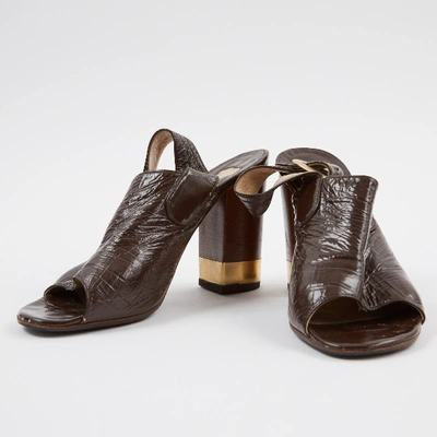 Pre-owned Chloé Patent Leather Sandals In Brown