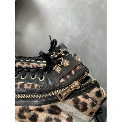 Pre-owned Just Cavalli Leather Trainers In Black
