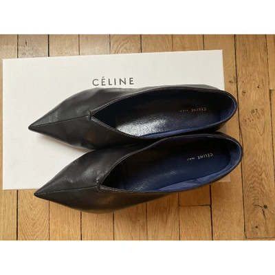 Pre-owned Celine Black Leather Ballet Flats