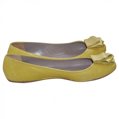 Pre-owned Etro Yellow Leather Ballet Flats