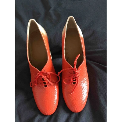 Pre-owned Tory Burch Orange Leather Heels