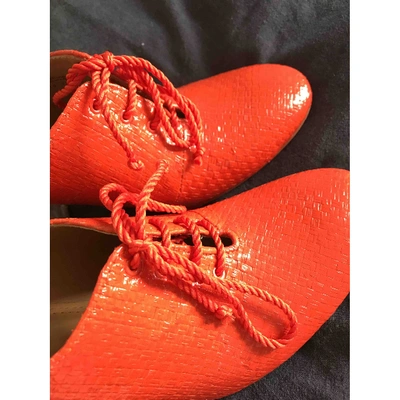 Pre-owned Tory Burch Orange Leather Heels