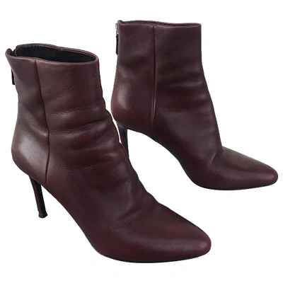 Pre-owned Prada Leather Boots In Burgundy