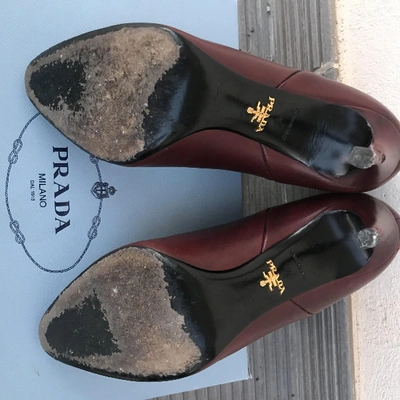 Pre-owned Prada Leather Boots In Burgundy