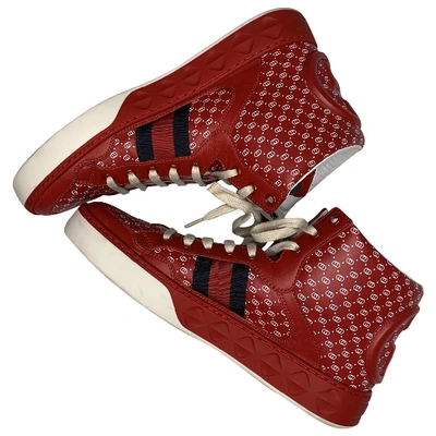 Pre-owned Gucci Dapper Dan Leather Trainers In Red