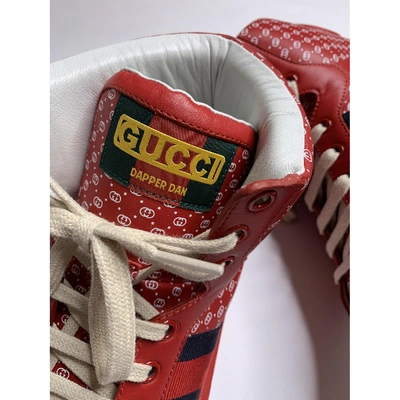 Pre-owned Gucci Dapper Dan Leather Trainers In Red