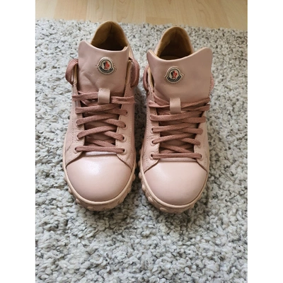 Pre-owned Moncler Pink Leather Trainers