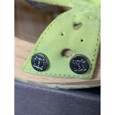 Pre-owned Celine Green Suede Sandals
