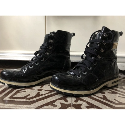 Pre-owned Dolce & Gabbana Black Patent Leather Ankle Boots