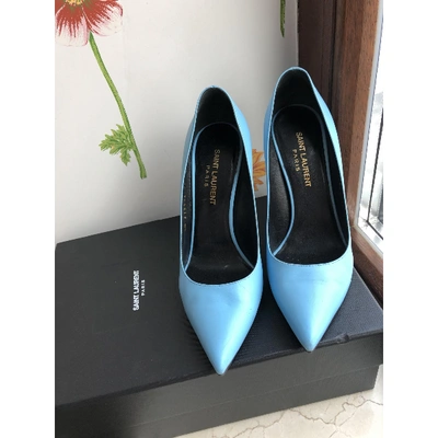 Pre-owned Saint Laurent Anja Blue Leather Heels