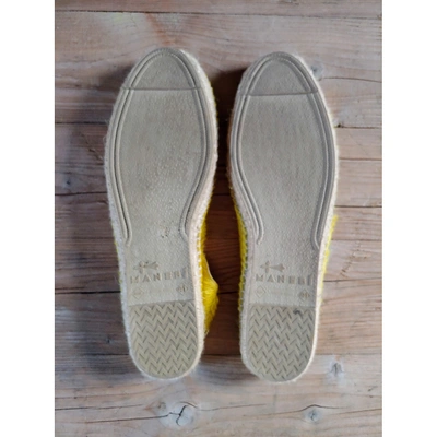 Pre-owned Manebi Yellow Pony-style Calfskin Espadrilles