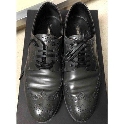 Pre-owned Dolce & Gabbana Leather Lace Ups In Grey