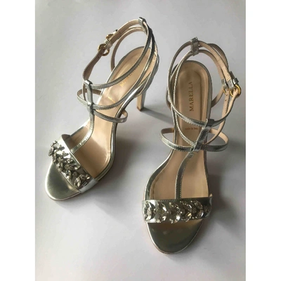 Pre-owned Marella Leather Sandal In Silver