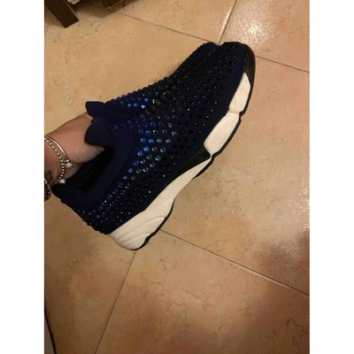 Pre-owned Pinko Blue Glitter Trainers