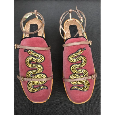 Pre-owned Gucci Velvet Flats In Multicolour