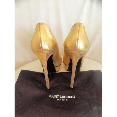Pre-owned Saint Laurent Janis Leather Heels In Gold
