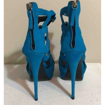 Pre-owned Giuseppe Zanotti Turquoise Suede Sandals