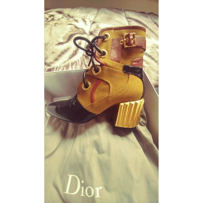 Pre-owned Dior Khaki Cloth Boots