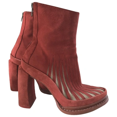 Pre-owned Ann Demeulemeester Red Suede Boots