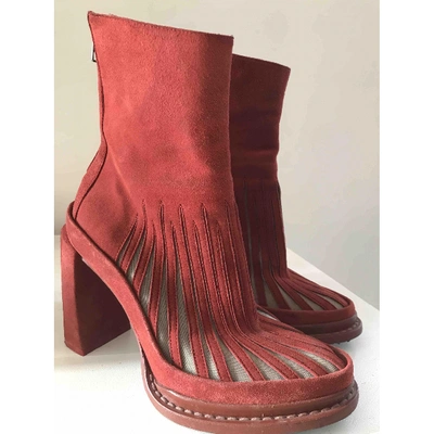 Pre-owned Ann Demeulemeester Red Suede Boots