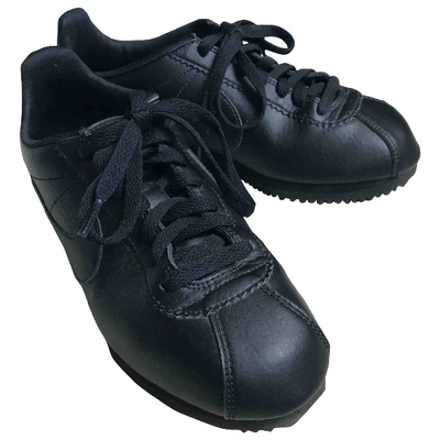 Pre-owned Nike Cortez Black Leather Trainers