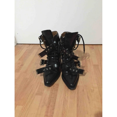 Pre-owned Chloé Rylee Leather Lace Up Boots In Black