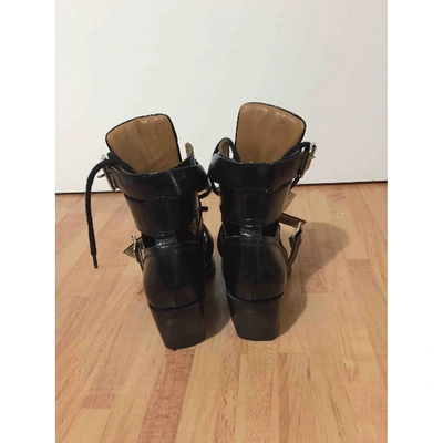 Pre-owned Chloé Rylee Leather Lace Up Boots In Black