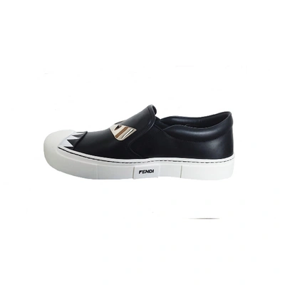 Pre-owned Fendi Leather Trainers In Black