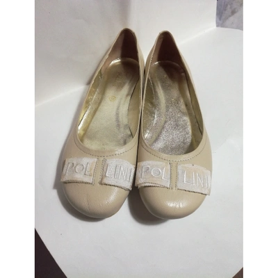 Pre-owned Pollini Leather Ballet Flats In Beige