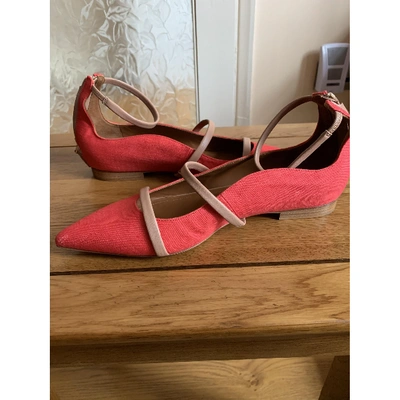 Pre-owned Malone Souliers Cloth Ballet Flats In Orange