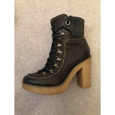 Pre-owned Barneys New York Leather Boots In Black