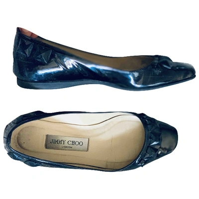 Pre-owned Jimmy Choo Patent Leather Ballet Flats In Black