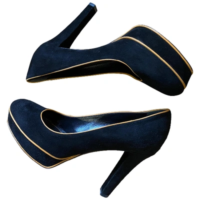 Pre-owned Gucci Navy Suede Heels
