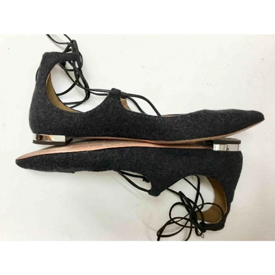 Pre-owned Aquazzura Christy Black Tweed Ballet Flats