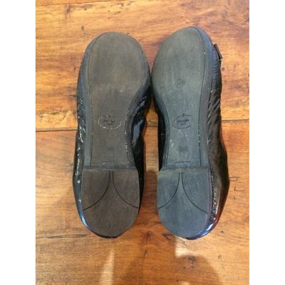 Pre-owned Prada Black Patent Leather Ballet Flats