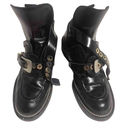 Pre-owned Balenciaga Ceinture Leather Ankle Boots In Black