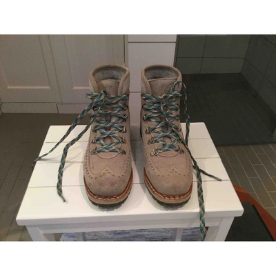 Pre-owned Tabitha Simmons Lace Up Boots In Beige