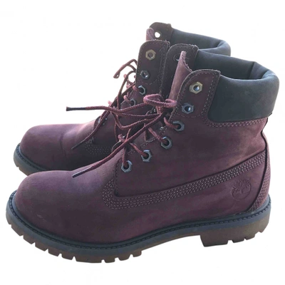 Pre-owned Timberland Burgundy Leather Ankle Boots