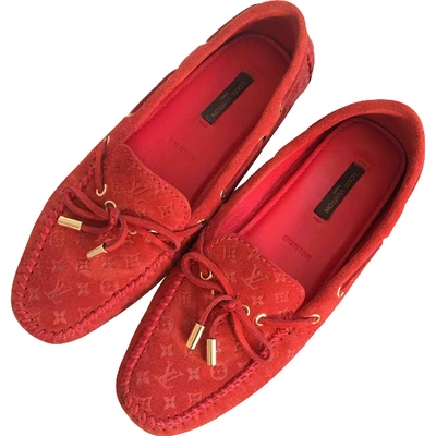 Pre-owned Louis Vuitton Red Suede Flats