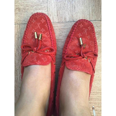 Pre-owned Louis Vuitton Red Suede Flats