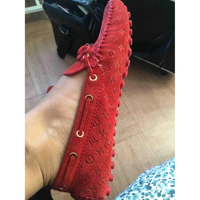 Pre-owned Louis Vuitton Red Suede Flats
